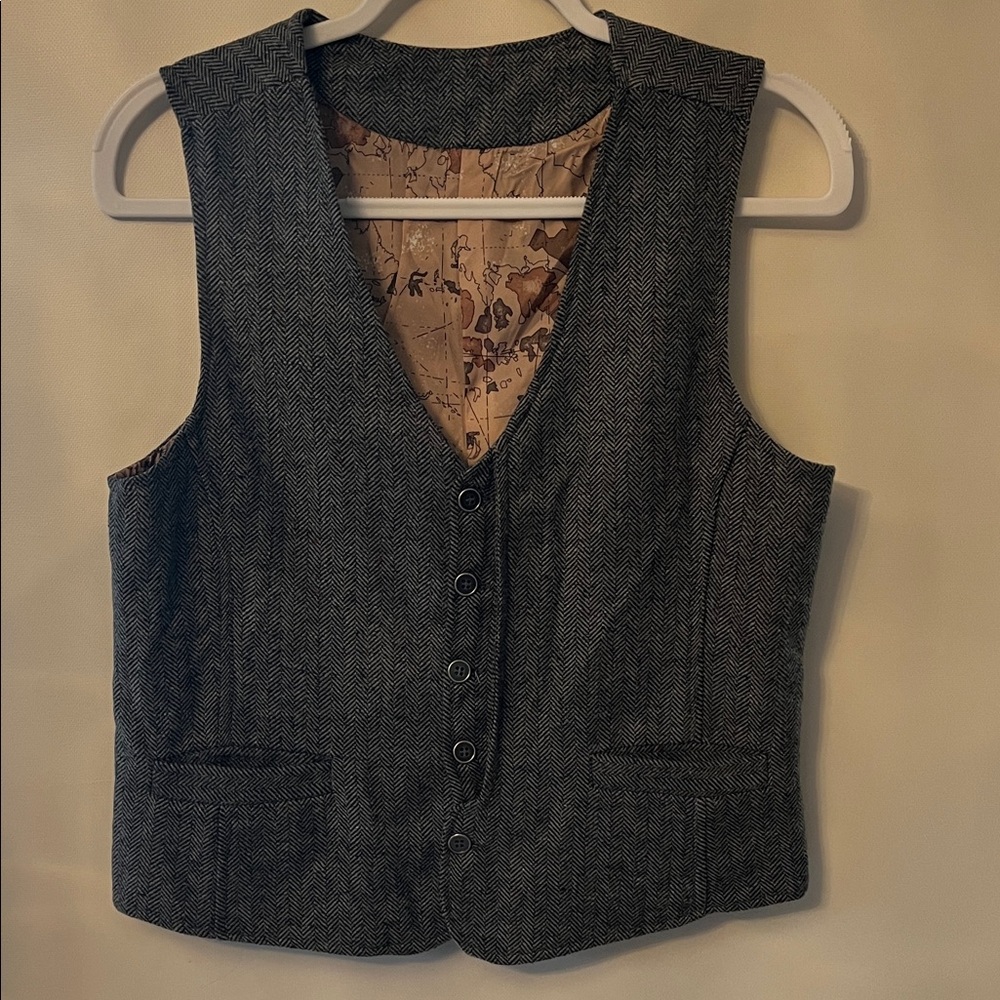 CoodeBear Grey Herringbone Pattern Vest